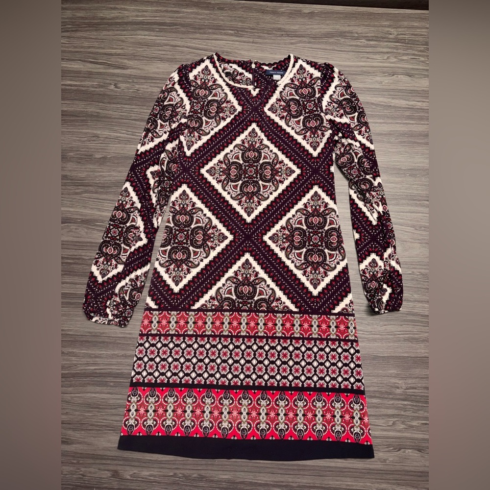 Tommy Hilfiger Women's Patchwork-Print A-Line Dress Size 4 - Picture 1 of 8